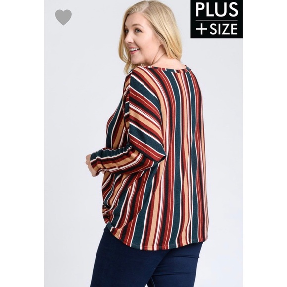 Colorful Vertical Striped Long Sleeve Sweater with Twist - Picture 2 of 7